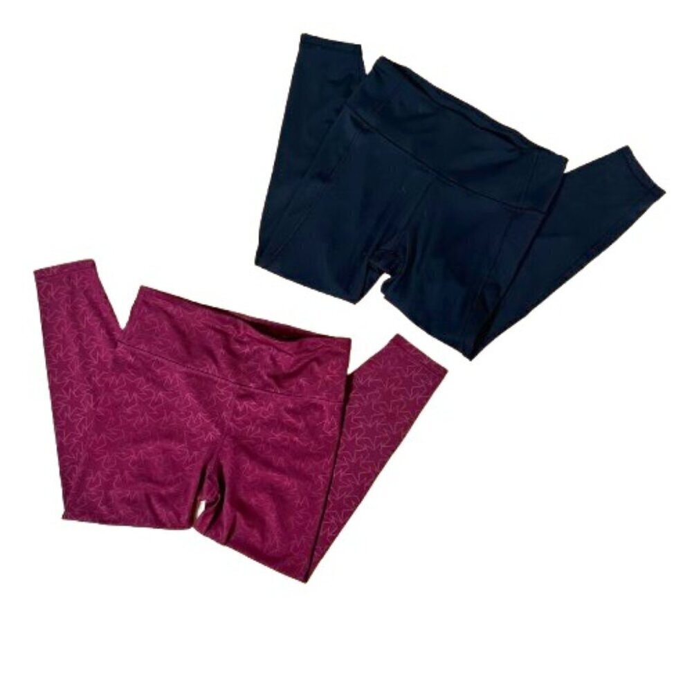 Set of TWO GAP FIT Eclipse Leggings Pants Size Medium Maroon Stars Back